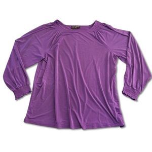 Lane Bryant Purple Long Sleeve Button Design Pullover Stretch Size 18/20 NWT
